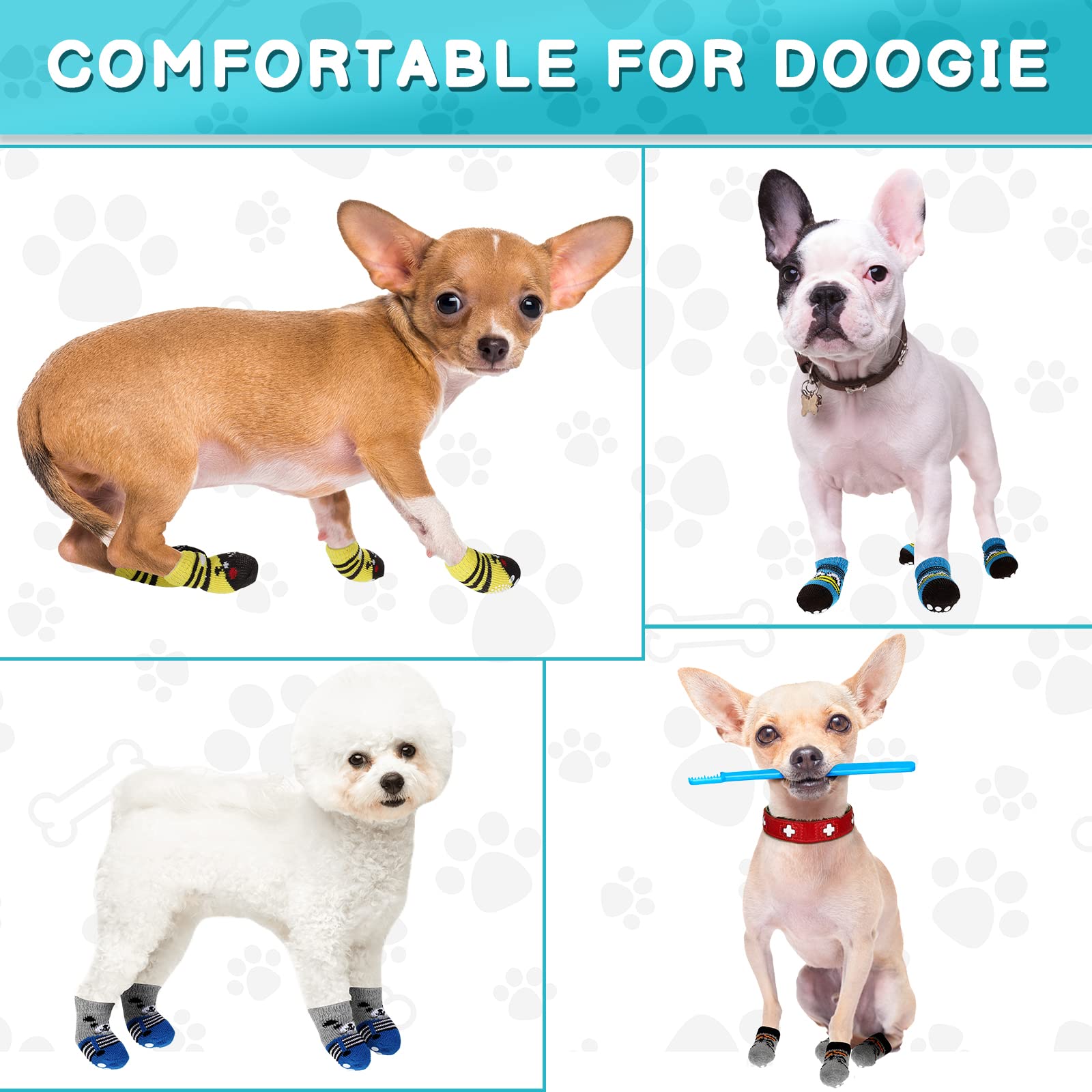 Sieral dog socks floral brighten playtime while protecting hardwood floors.