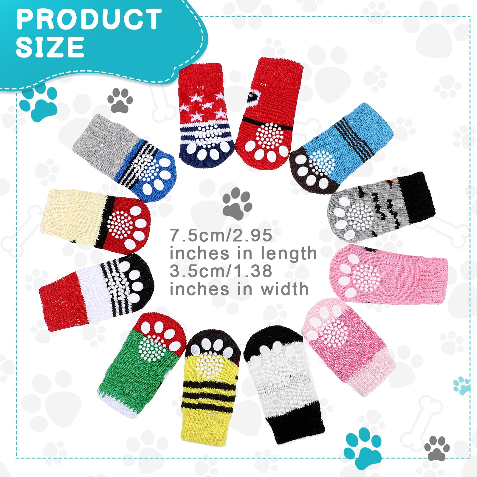 Sieral dog socks paw-pattern improve grip on slick floors during indoor play.