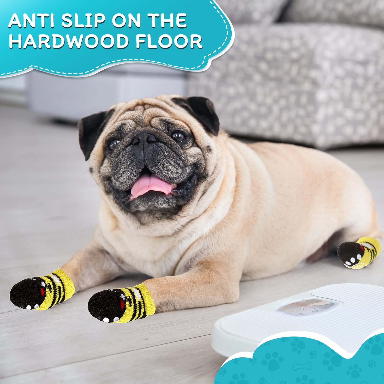 Sieral dog socks striped offer non-slip grip for confident indoor walks.