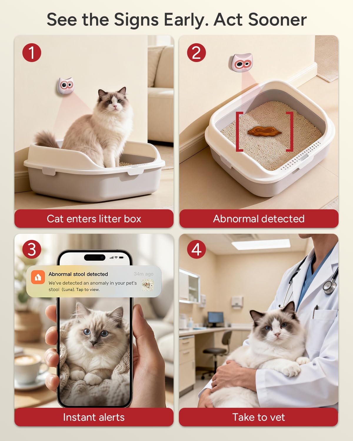 SiiPet LitterBox Camera night vision view captures clear activity in low light for safer monitoring