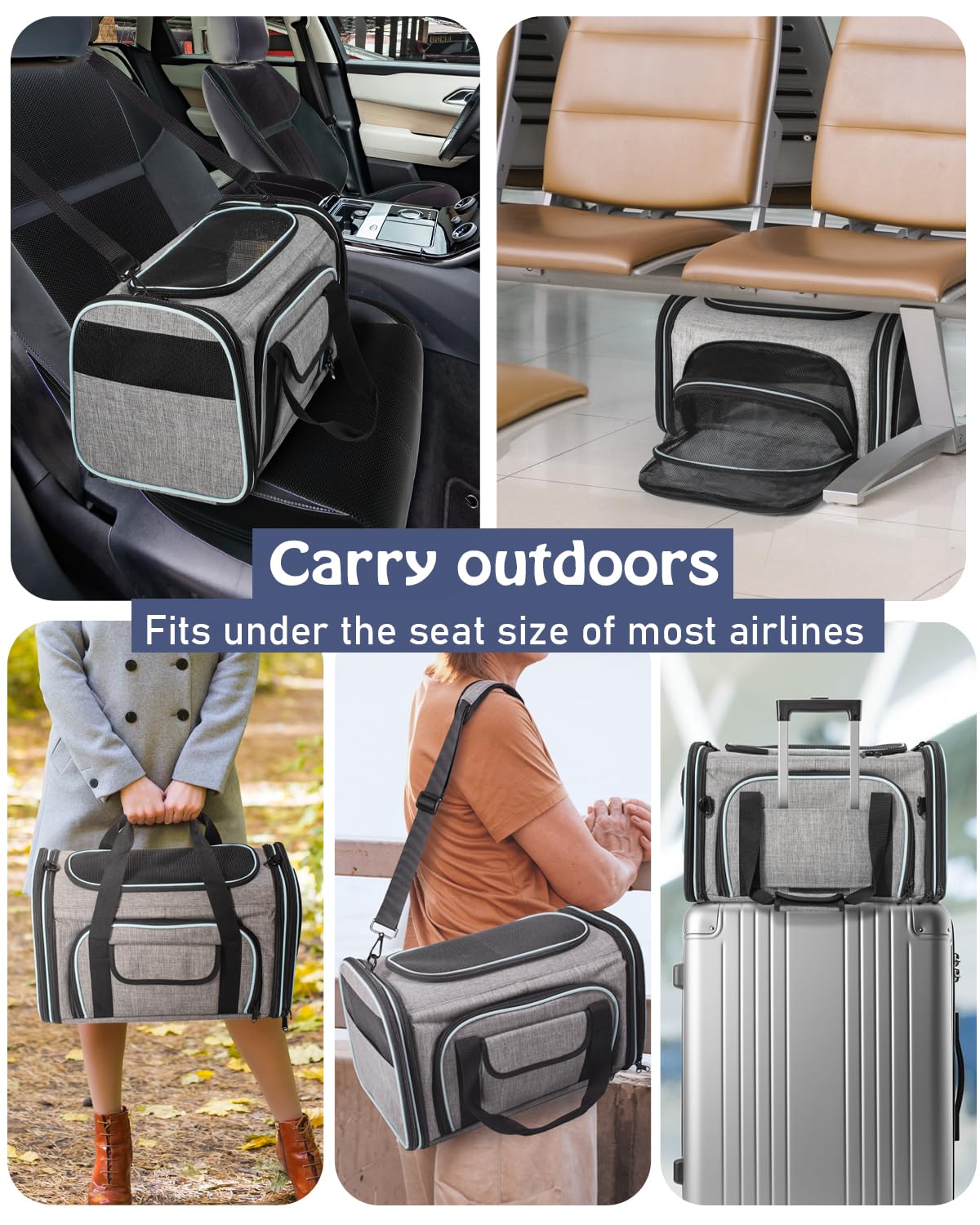 Siivton cat carrier shoulder strap for hands-free carry.