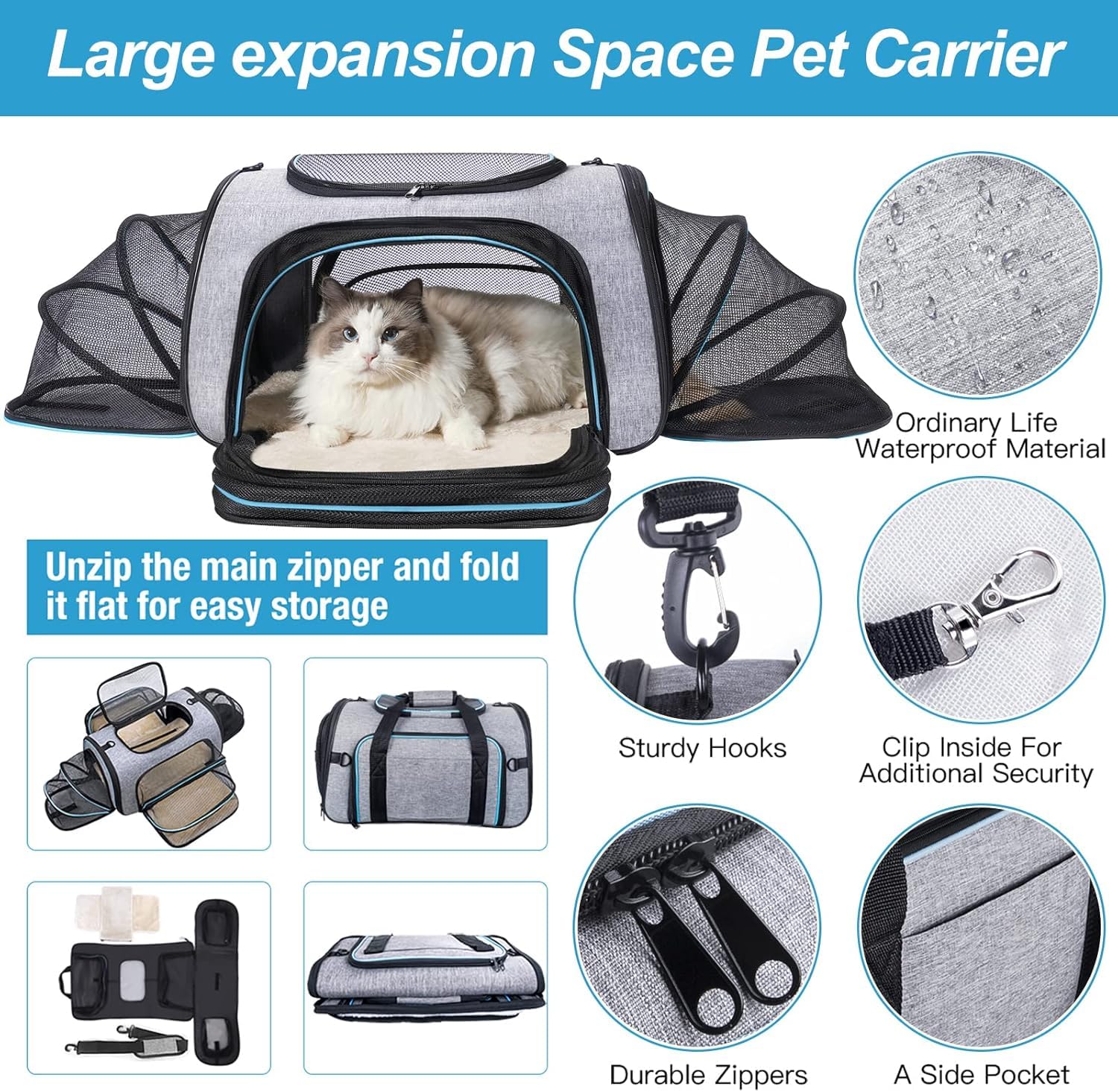 Siivton pet carrier mesh windows ensure maximum ventilation during travel