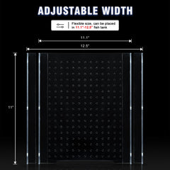 SIKGFPN acrylic fish tank divider shows adjustable width for precise fits.
