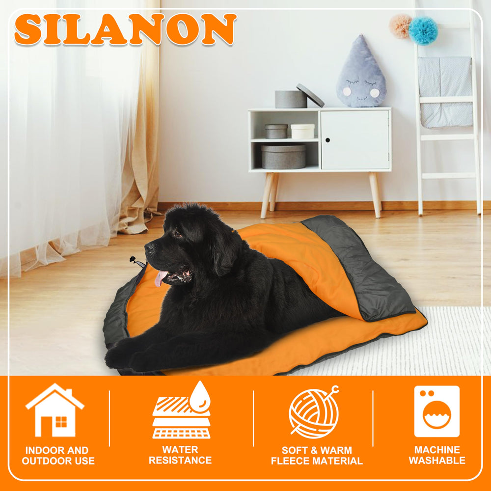 SILANON dog sleeping bag two-way zipper for quick access and ventilation
