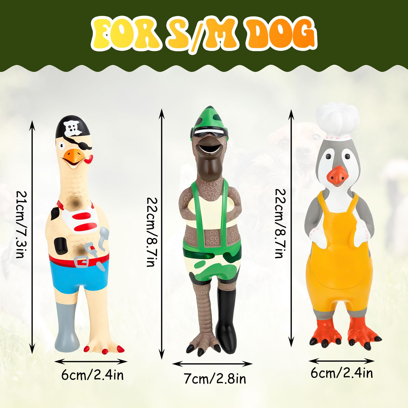 Silipull large and small dog friendly chicken toy fits varied dogs and carries easily