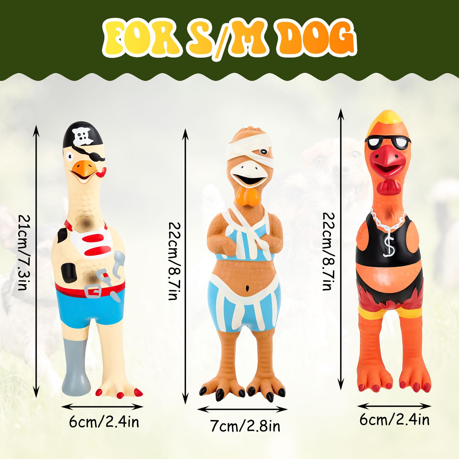Silipull rubber chicken squeaky toy close-up latex material for durable chews.