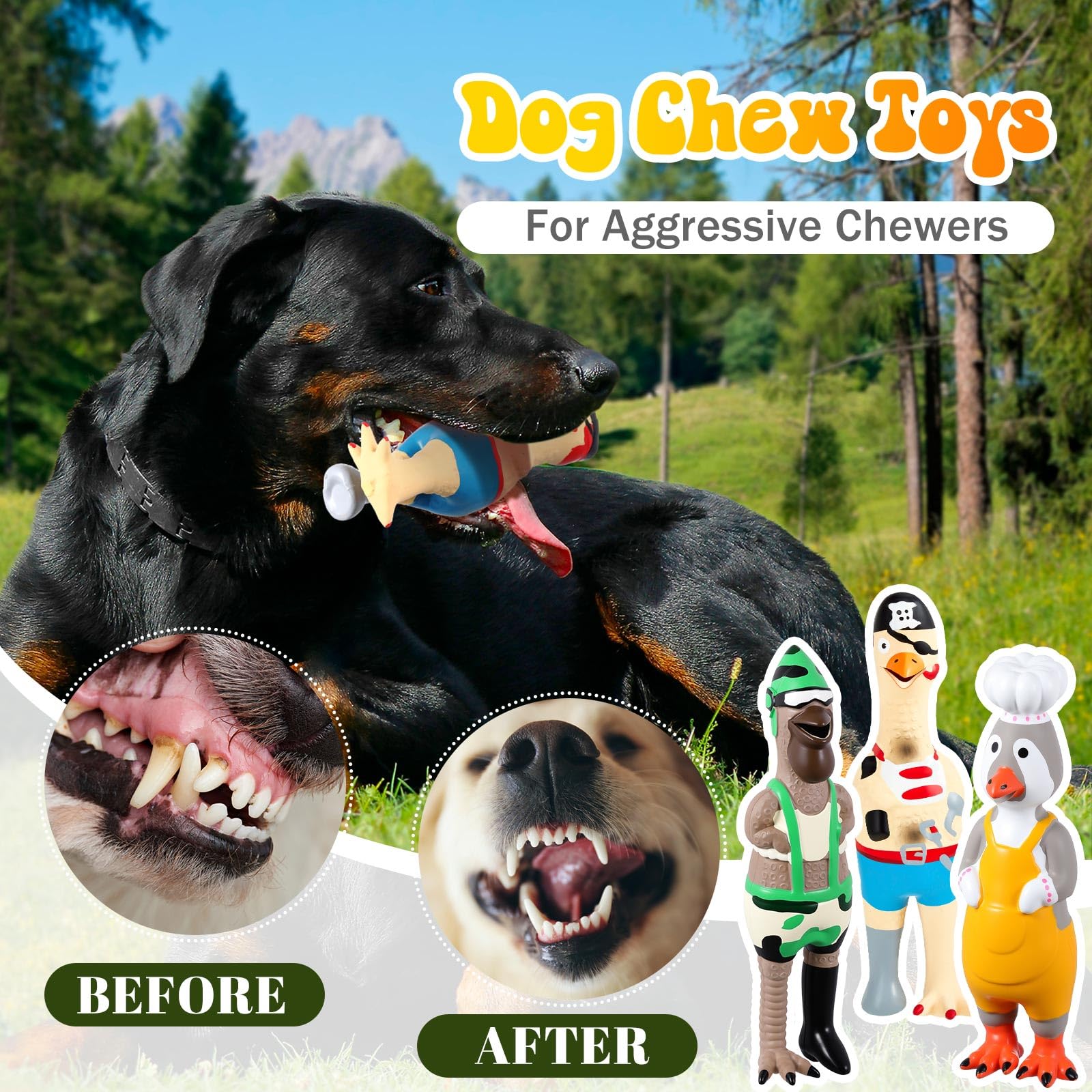 Silipull soft latex chicken chew toy is gentle on mouths yet durable