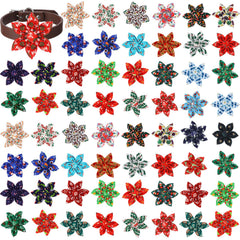 Silkfly Christmas dog collar flowers close-up showing 30 styles for festive collars.