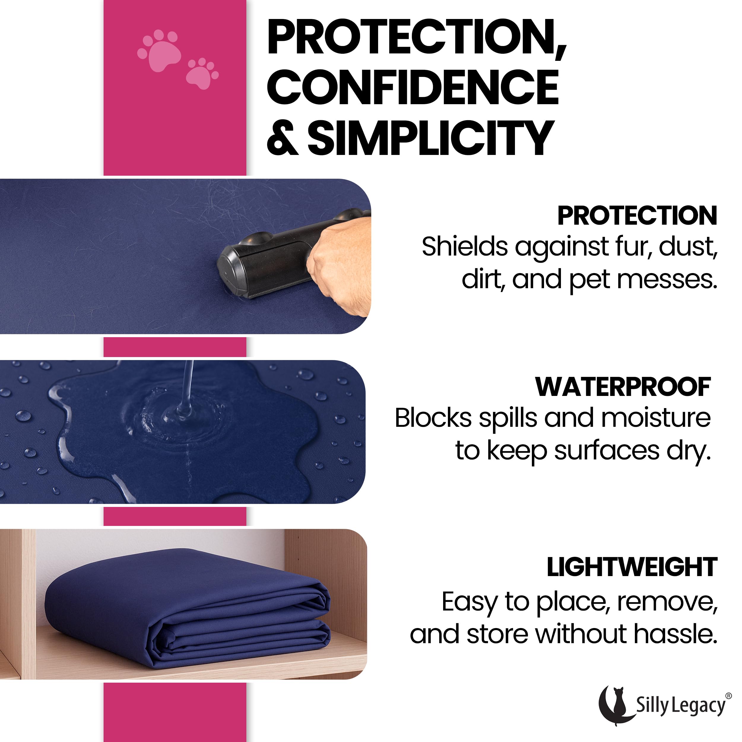 SILLY LEGACY king-size protector provides full top-of-bed coverage.