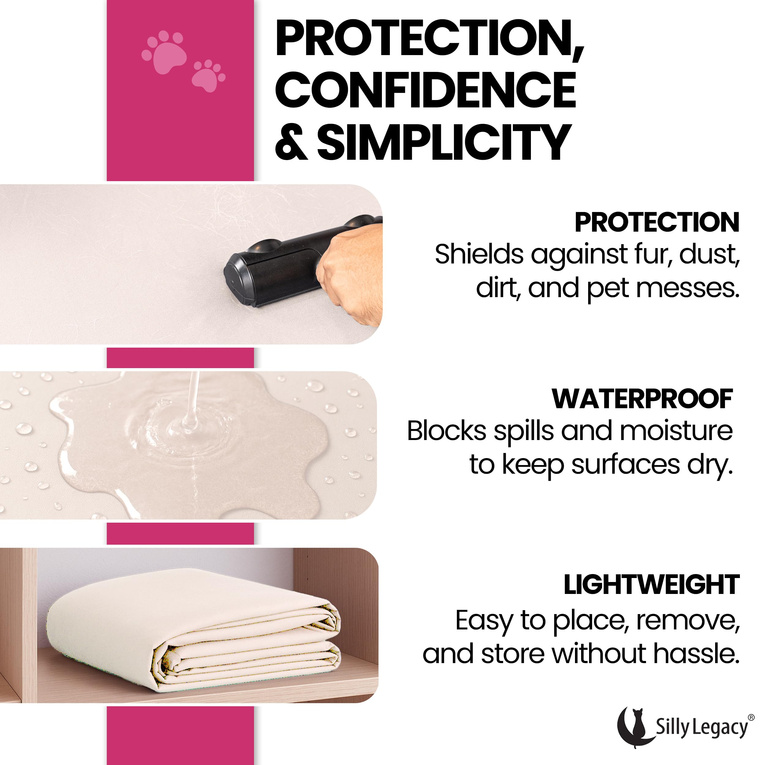 SILLY LEGACY easy-clean washable cover simplifies cleanup after everyday accidents.