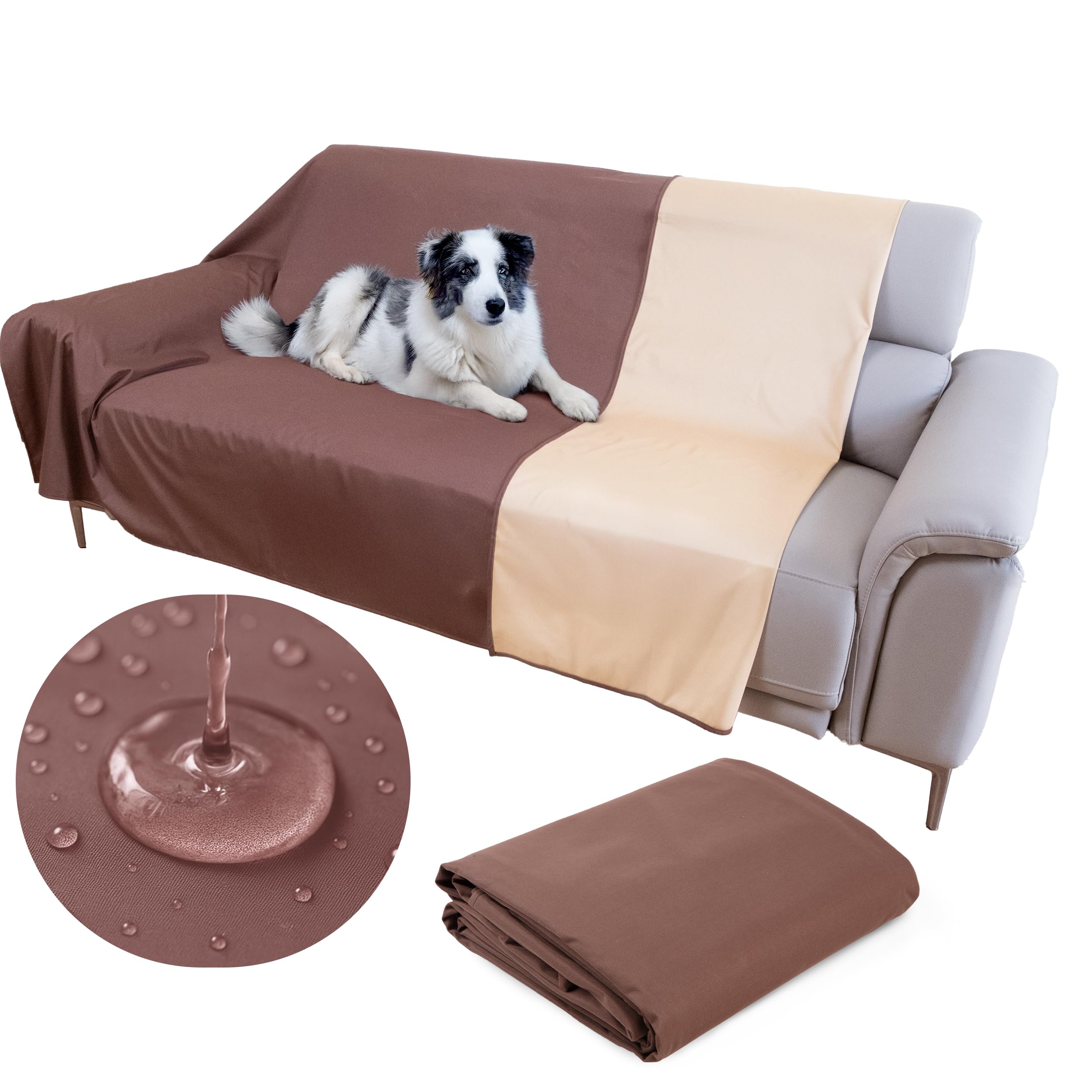 SILLY LEGACY reversible water-resistant cover shown on couch for easy cleaning.