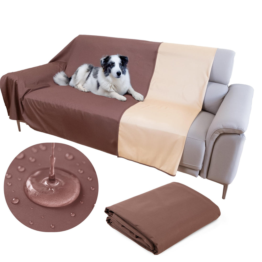 SILLY LEGACY reversible water-resistant cover shown on couch for easy cleaning.
