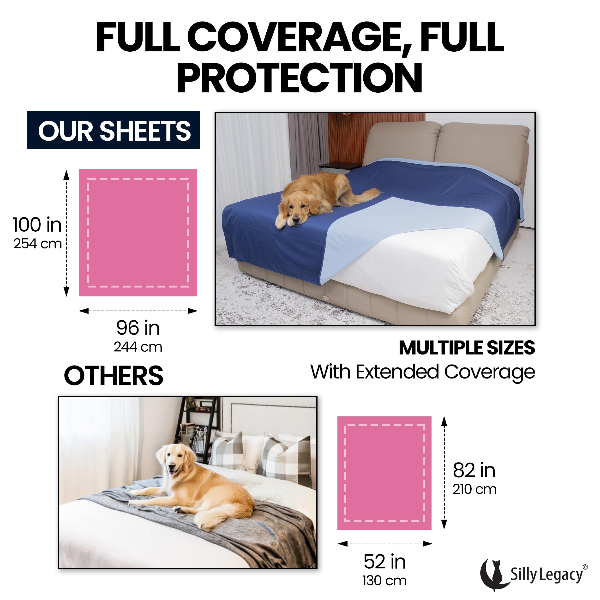 SILLY LEGACY twin size protector guards against dirt, drool, and accidents across furniture.
