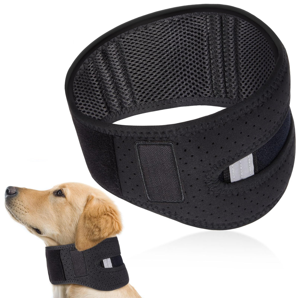 SilTriangle dog neck brace side view showing adjustable support during recovery