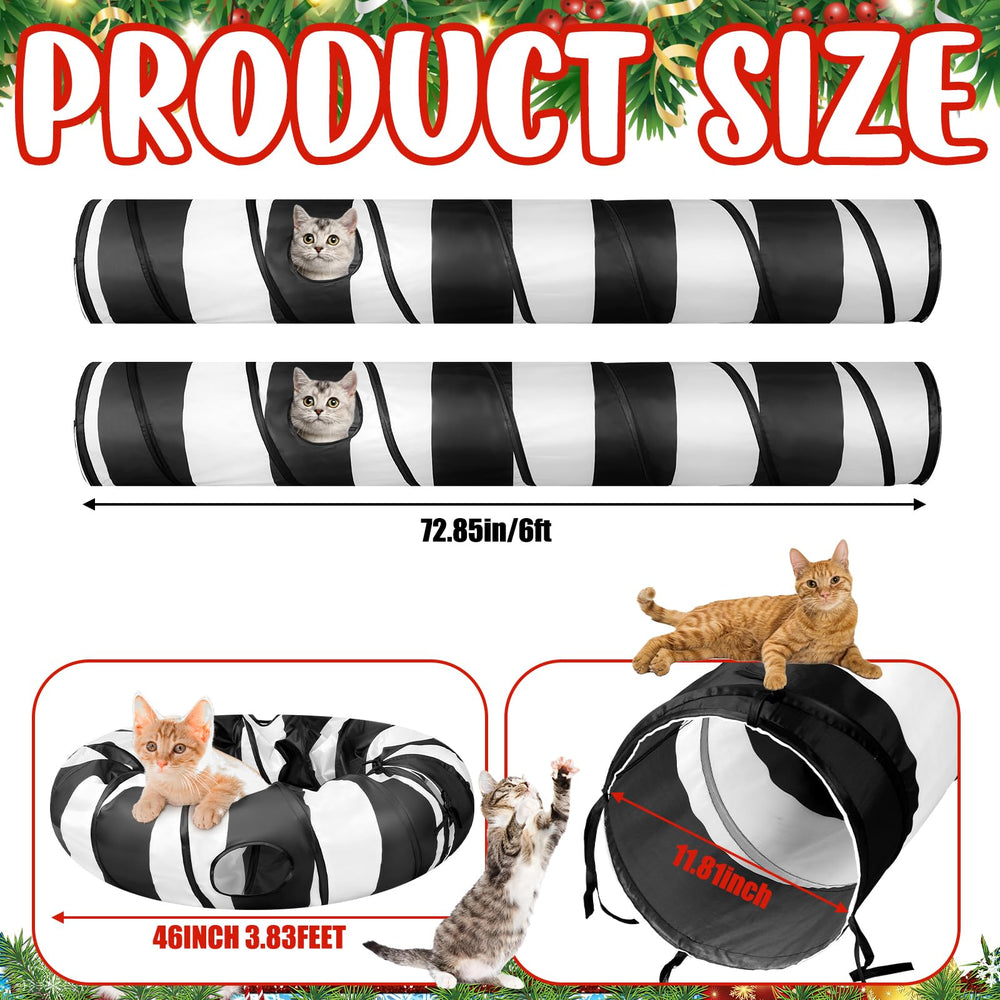 Close-up of black and white striped tunnel highlighting soft polyester fabric.