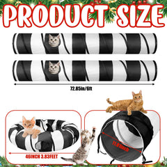 Close-up of black and white striped tunnel highlighting soft polyester fabric.