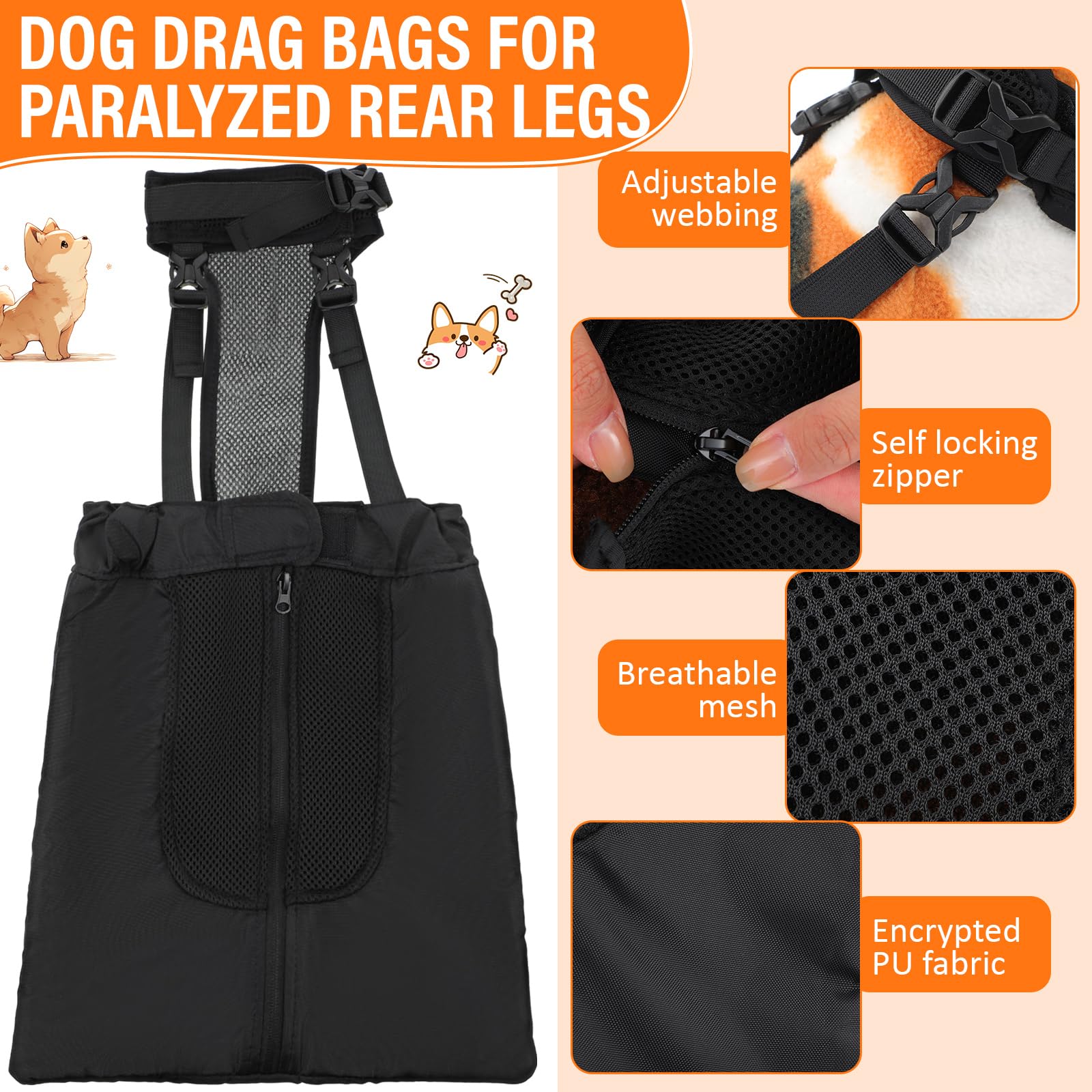 SilTriangle drag bags with zipper closure keeps fur clean and reduces wear.