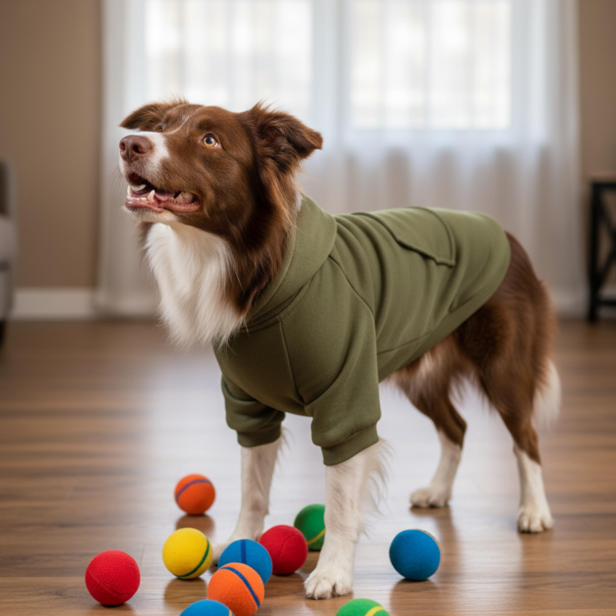 SilTriangle dog hoodie packaging shows three piece set ready for gifting.