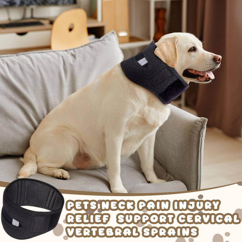 SilTriangle dog neck brace adjustable patches close-up shows secure fit for post-surgery support