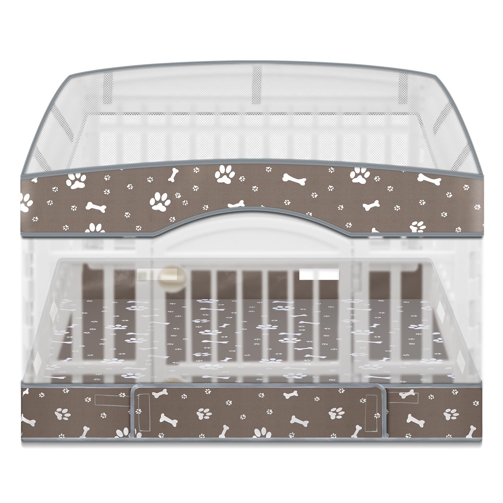 SilTriangle dog playpen cover top ring secures fit and shields from sun.