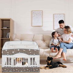 SilTriangle dog playpen cover ventilated mesh promotes airflow while protecting pets.