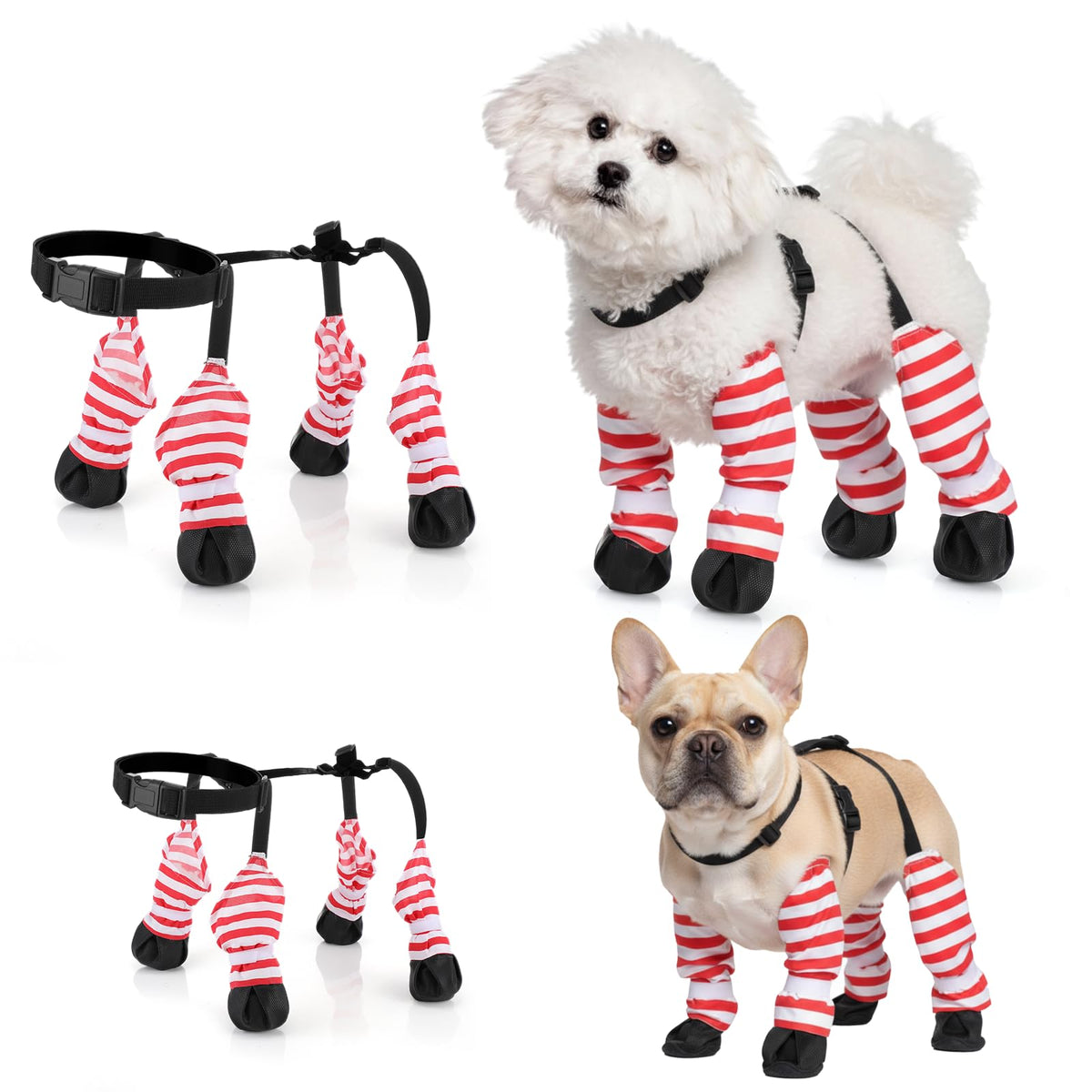 SilTriangle Dog Suspender Boots front view with secure adjustable straps for a snug fit