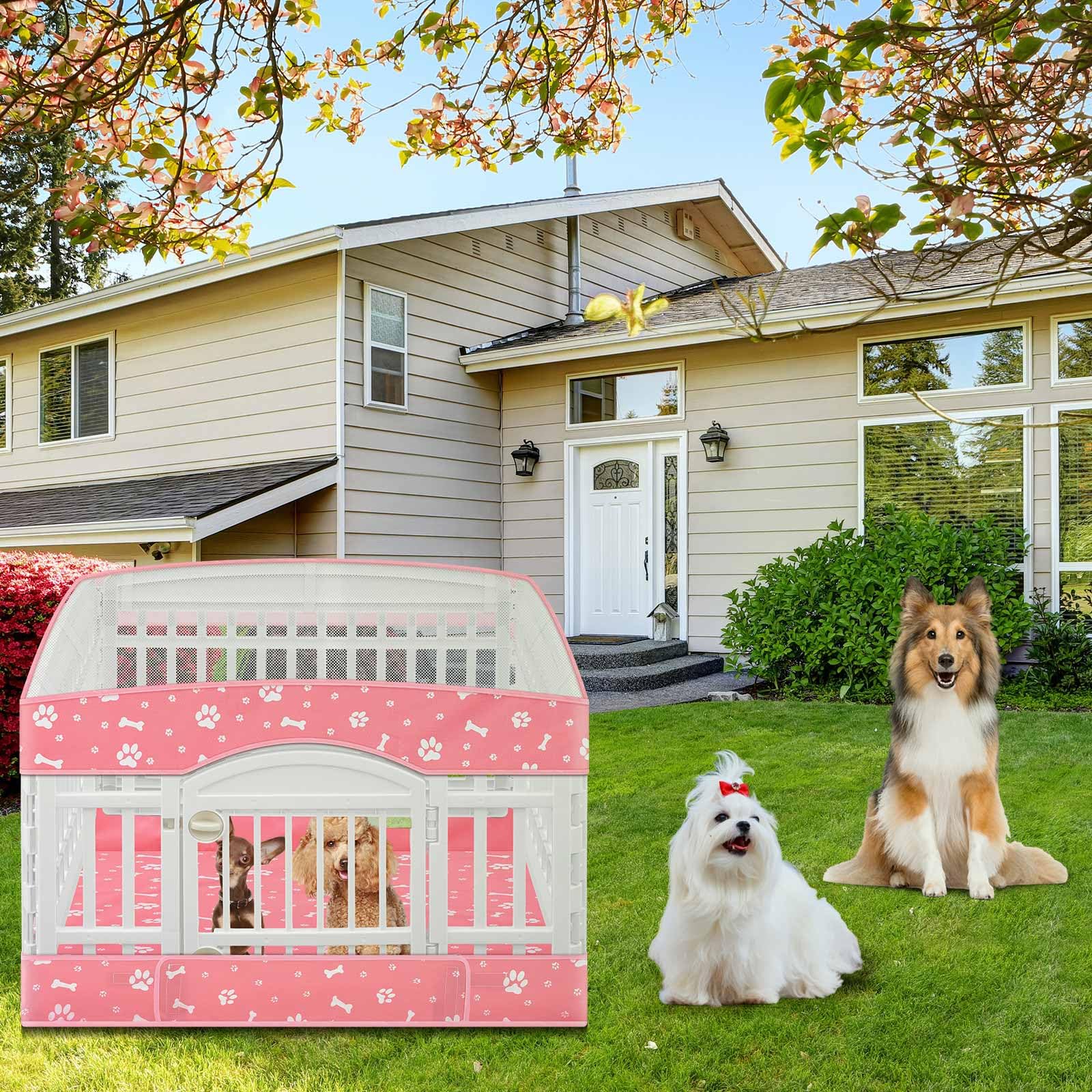 SilTriangle foldable pet playpen accessory kit ready for storage.