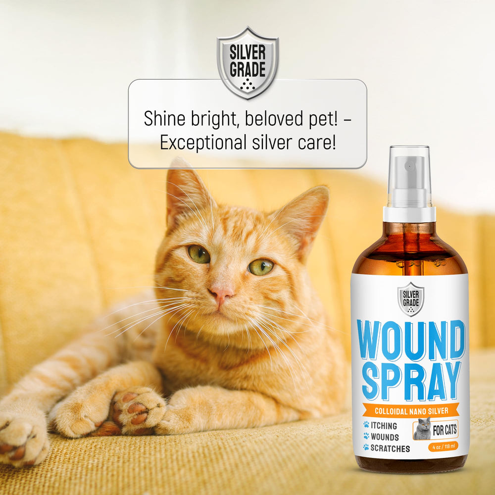 SILVER GRADE Cat Wound Care Spray 4oz bottle on countertop
