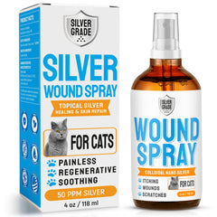 SILVER GRADE Cat Wound Care Spray bottle front showing safe formula for irritated skin