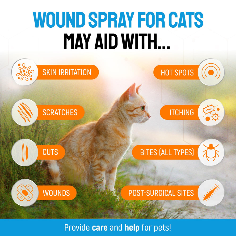 SILVER GRADE Cat Wound Care Spray bottle label close-up highlighting ingredients