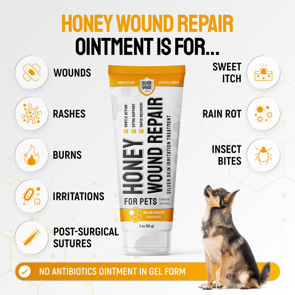 SILVER GRADE colloidal-silver-honey-tube shows antibiotic-free wound care option