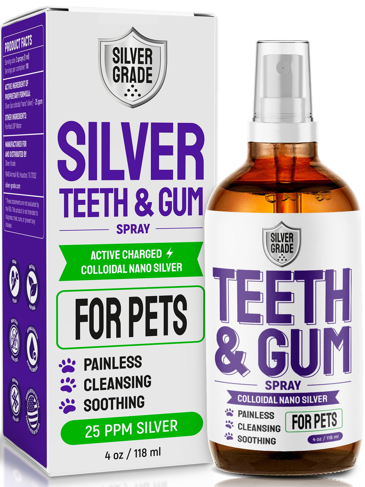 SILVER GRADE teeth gum spray bottle pour for simple at-home dental care