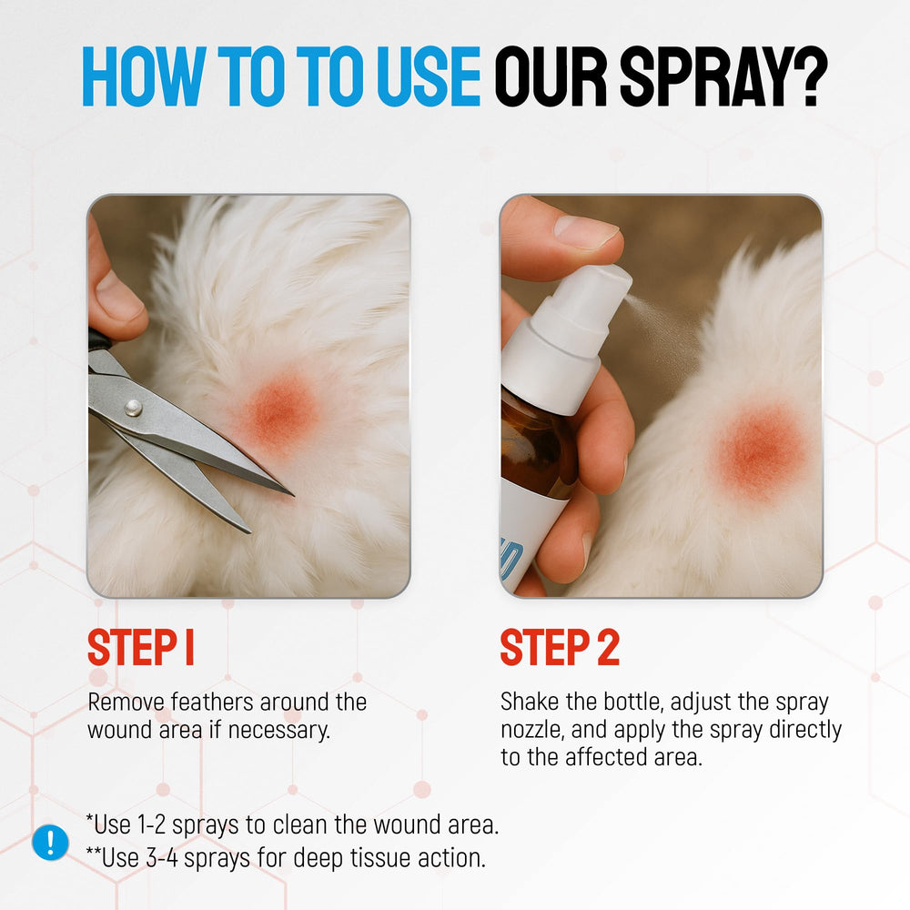 SILVER GRADE Wound Spray 4-oz bottle supports easy on-the-go poultry care.