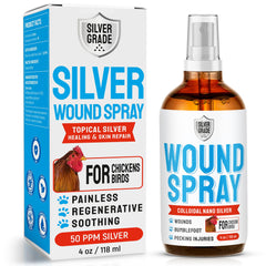 SILVER GRADE Wound Spray bottle for chickens, quick at-coop wound care.