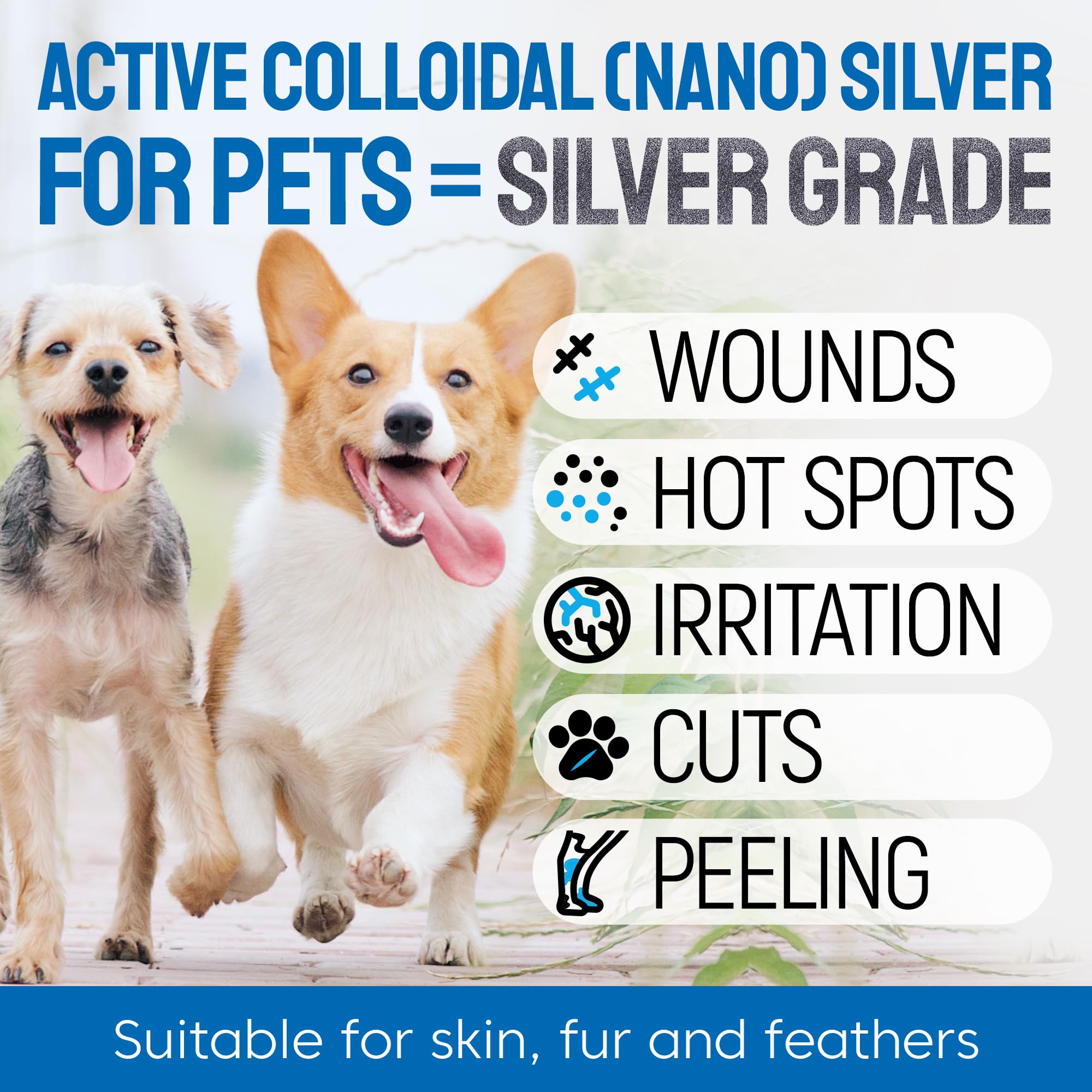 SILVER GRADE Wound Spray close-up bottle cap, quick application for scratches.