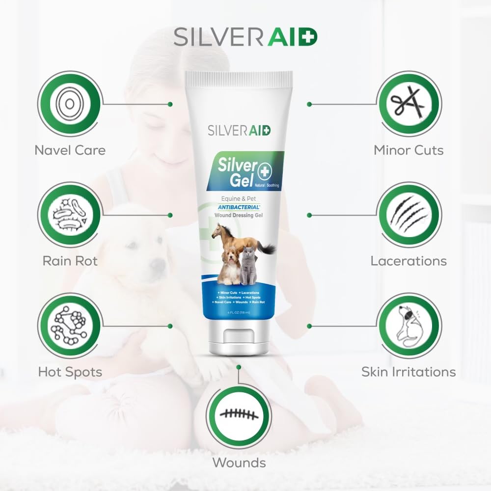 Close-up of SilverAid gel on a sore area providing cooling relief.