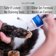 SilverAid vet-approved label confirming safe use on all animals.