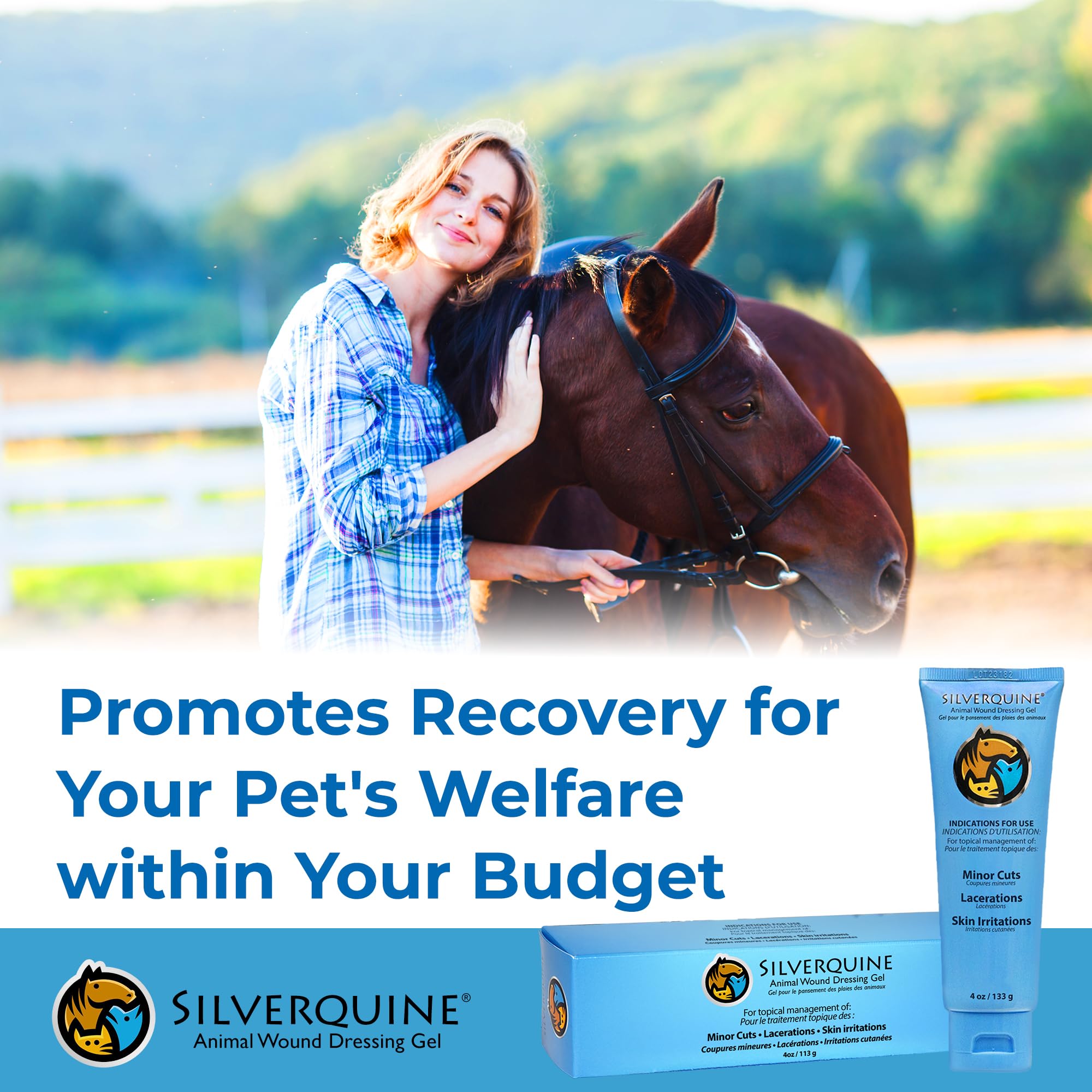 Silverquine pet emergency kit contents with wound gel ready for quick home care.