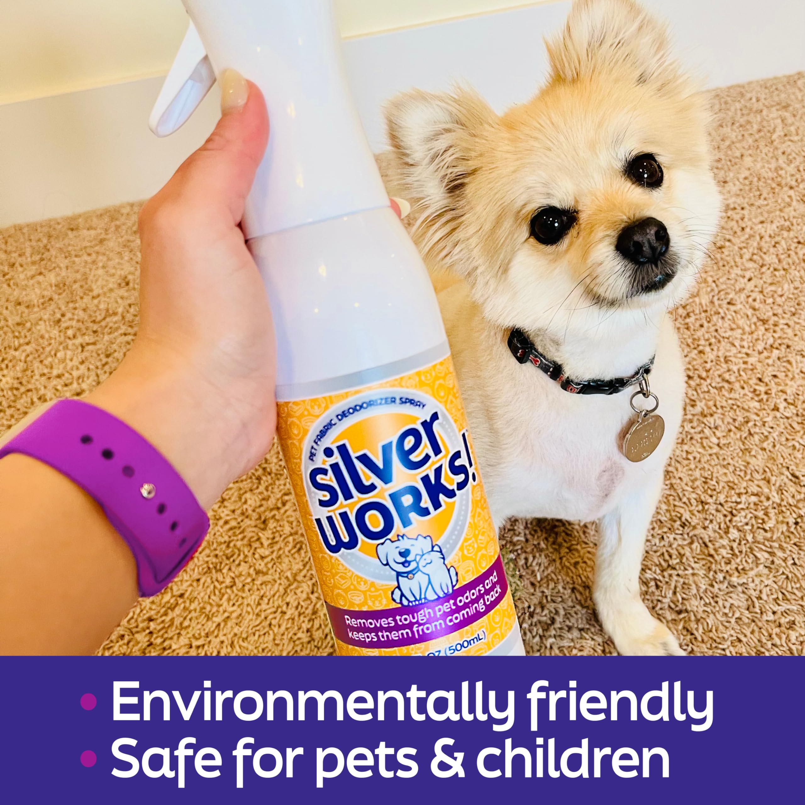 SilverWorks! spray reaches upholstery and pet bedding for freshness