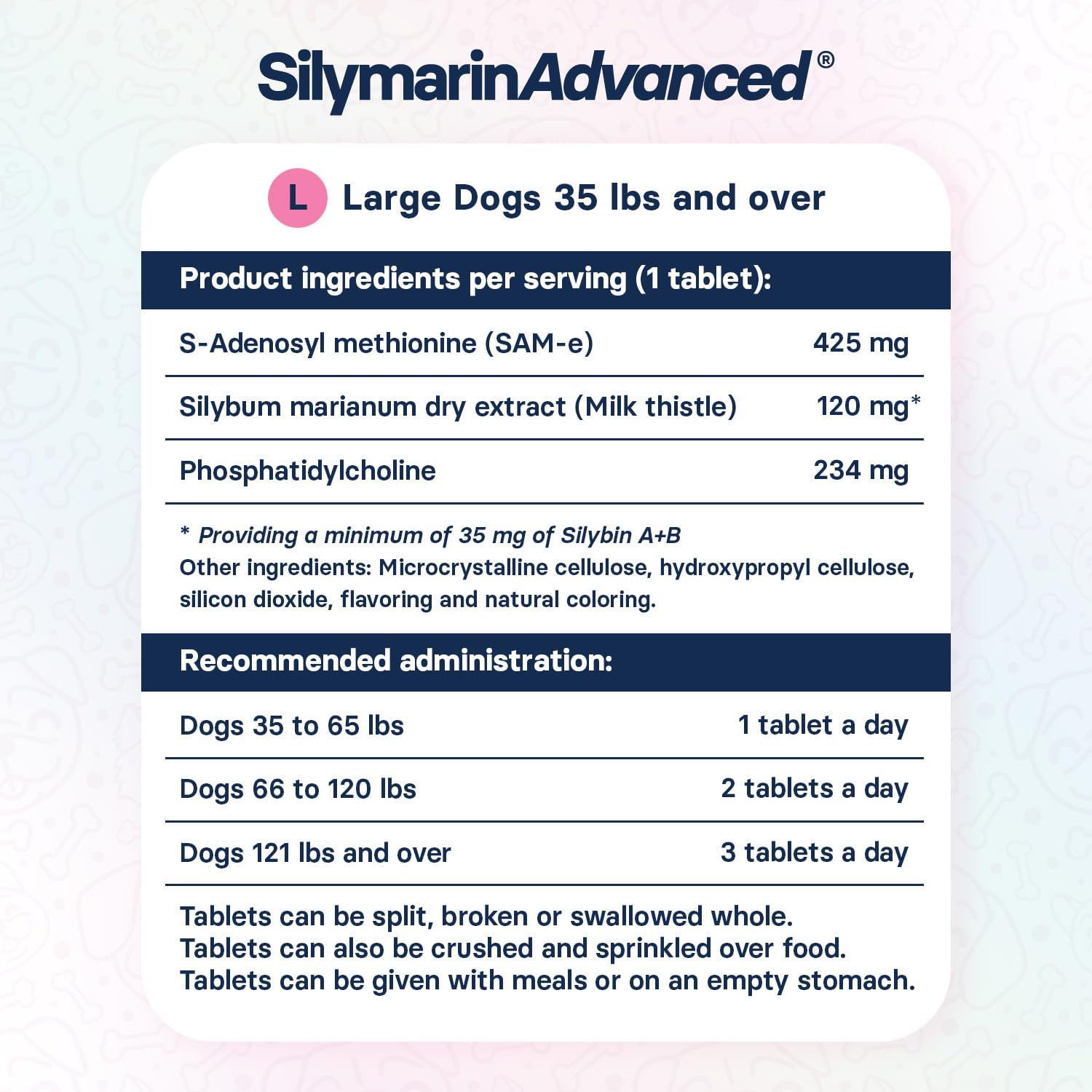 SilymarinAdvanced packaging shows simple administration and care tips.