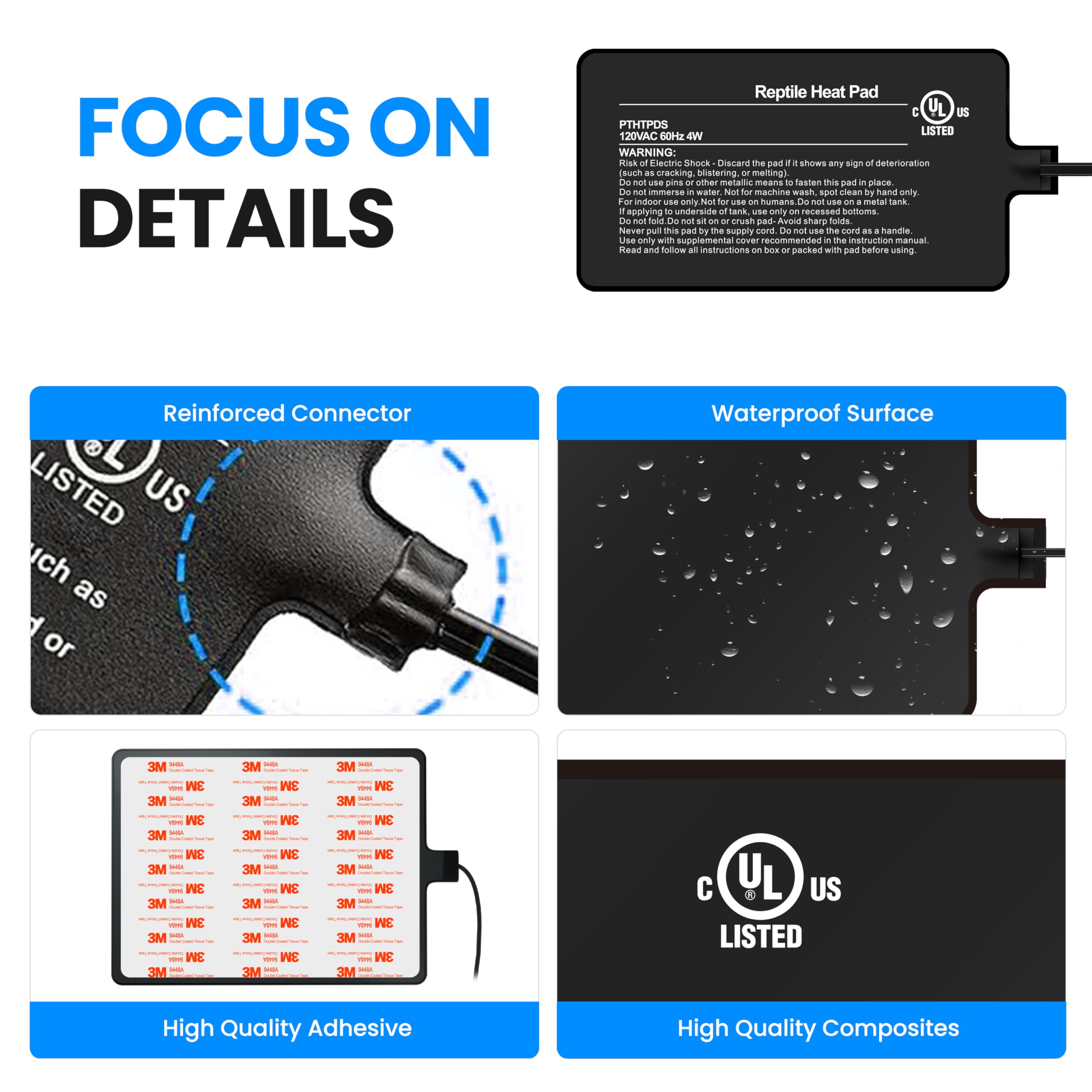 Simple Deluxe adhesive installation with 3M backing for secure terrarium mounting