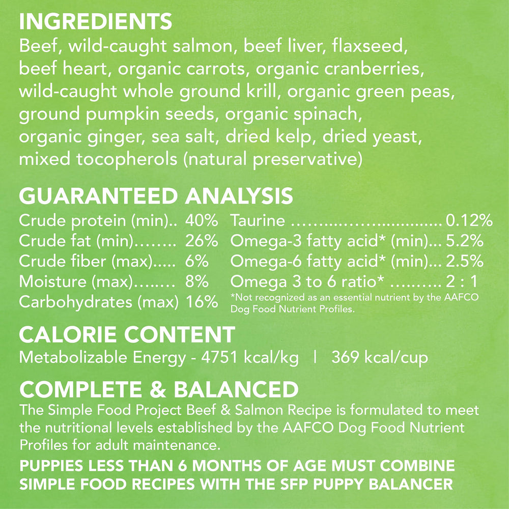 Simple Food Project beef-salmon-omega-rich: rich omegas support balanced carnivore nutrition.