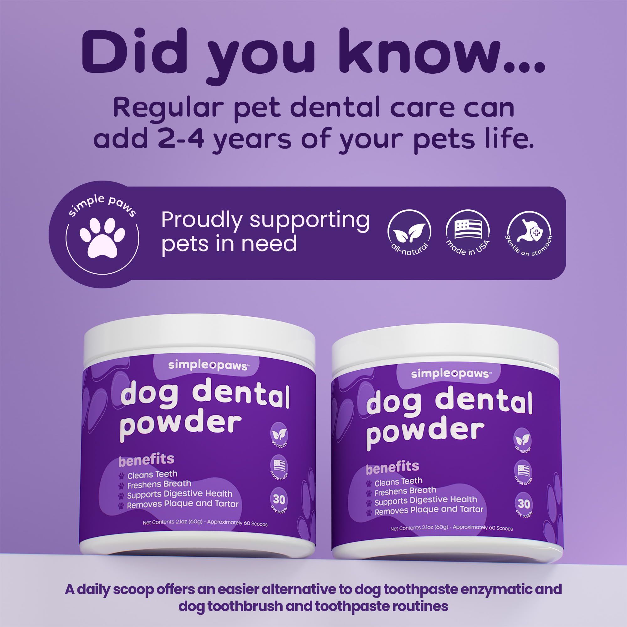 Simple Paws tartar removal support helps maintain healthier smiles between visits