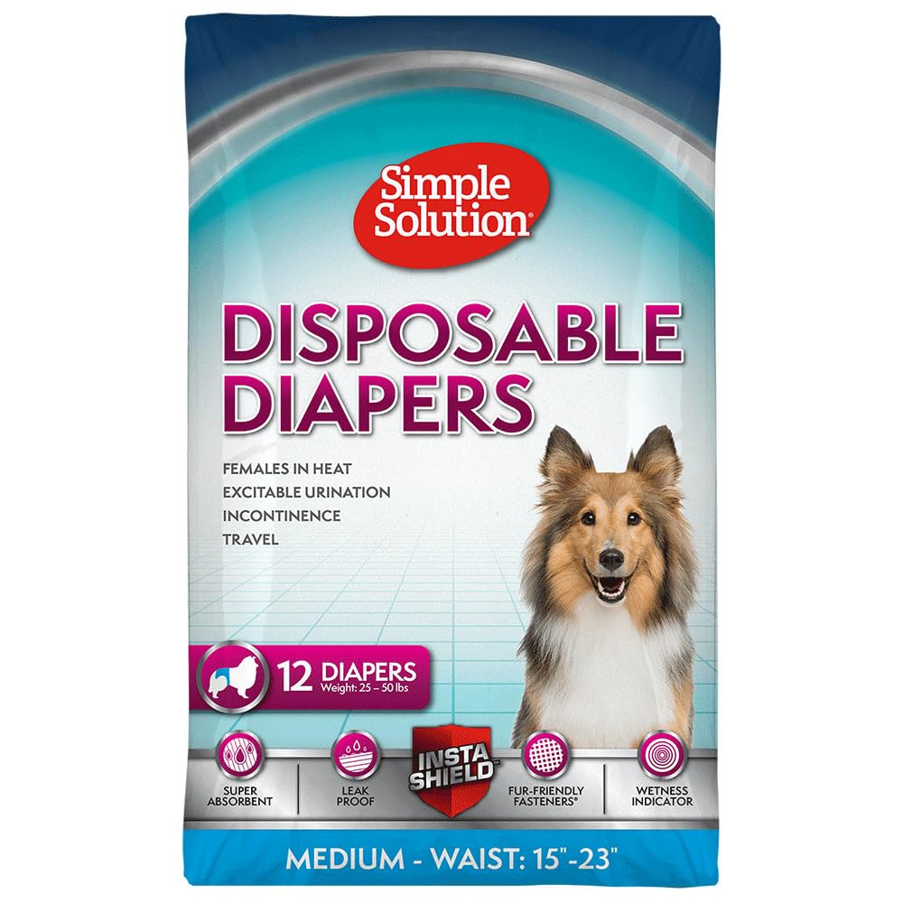 Pañales de Simple Solution para perras medianas con ajuste seguro para comodidad diaria.