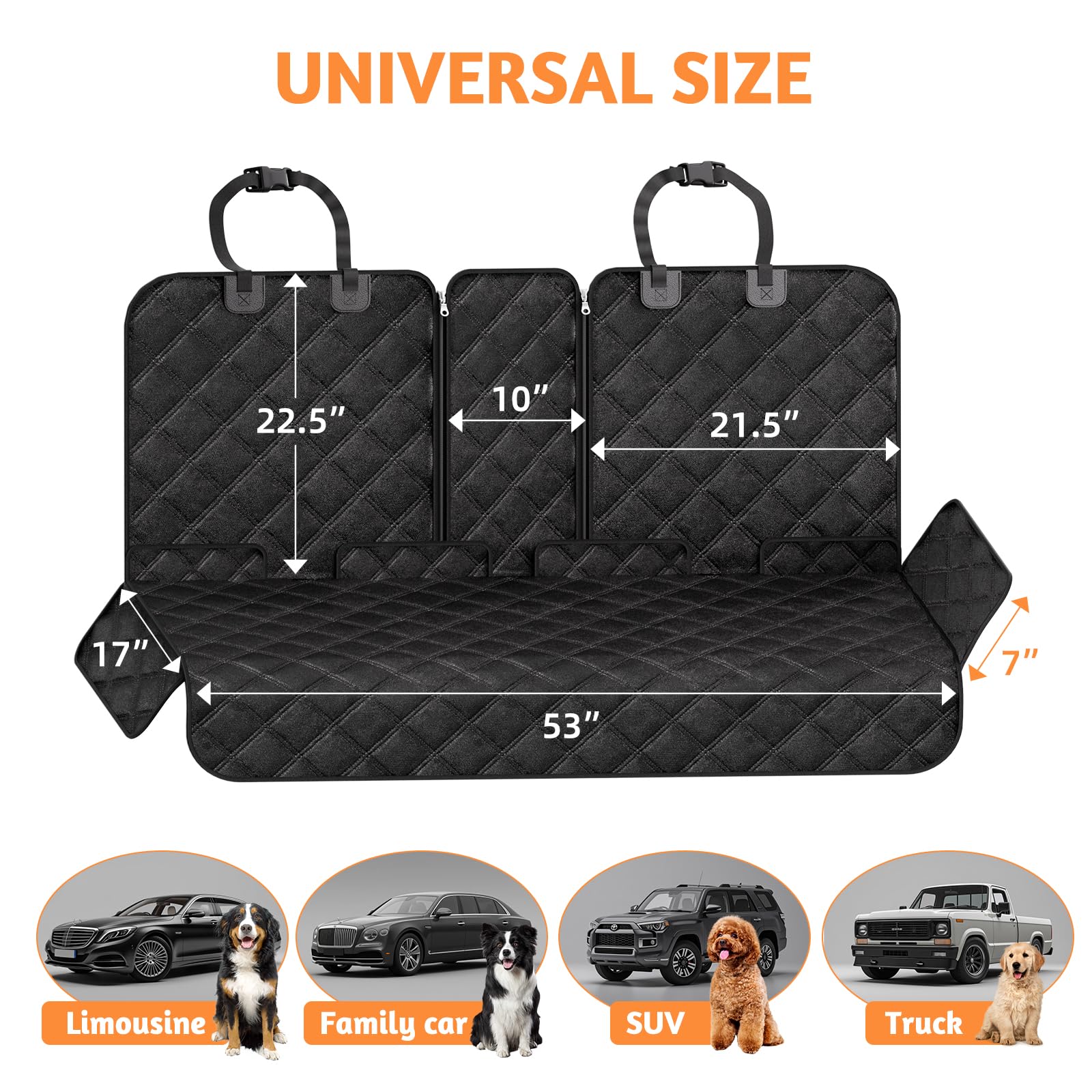 Simple Trending Dog Car Seat Cover anti-slip back prevents shifting during ride