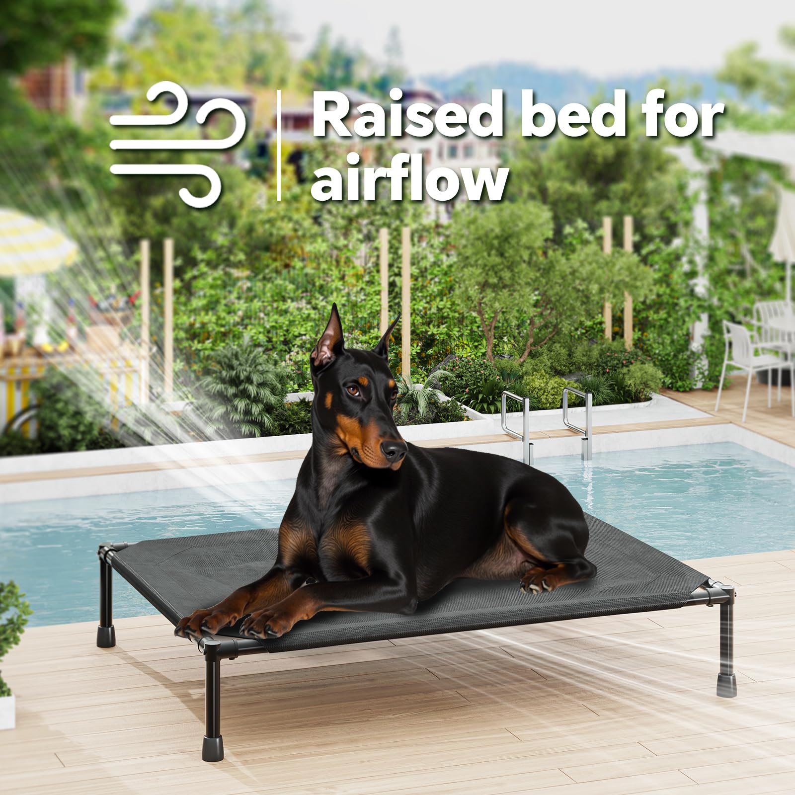 Simple Trending elevated dog bed mesh highlights breathable fabric for hot days