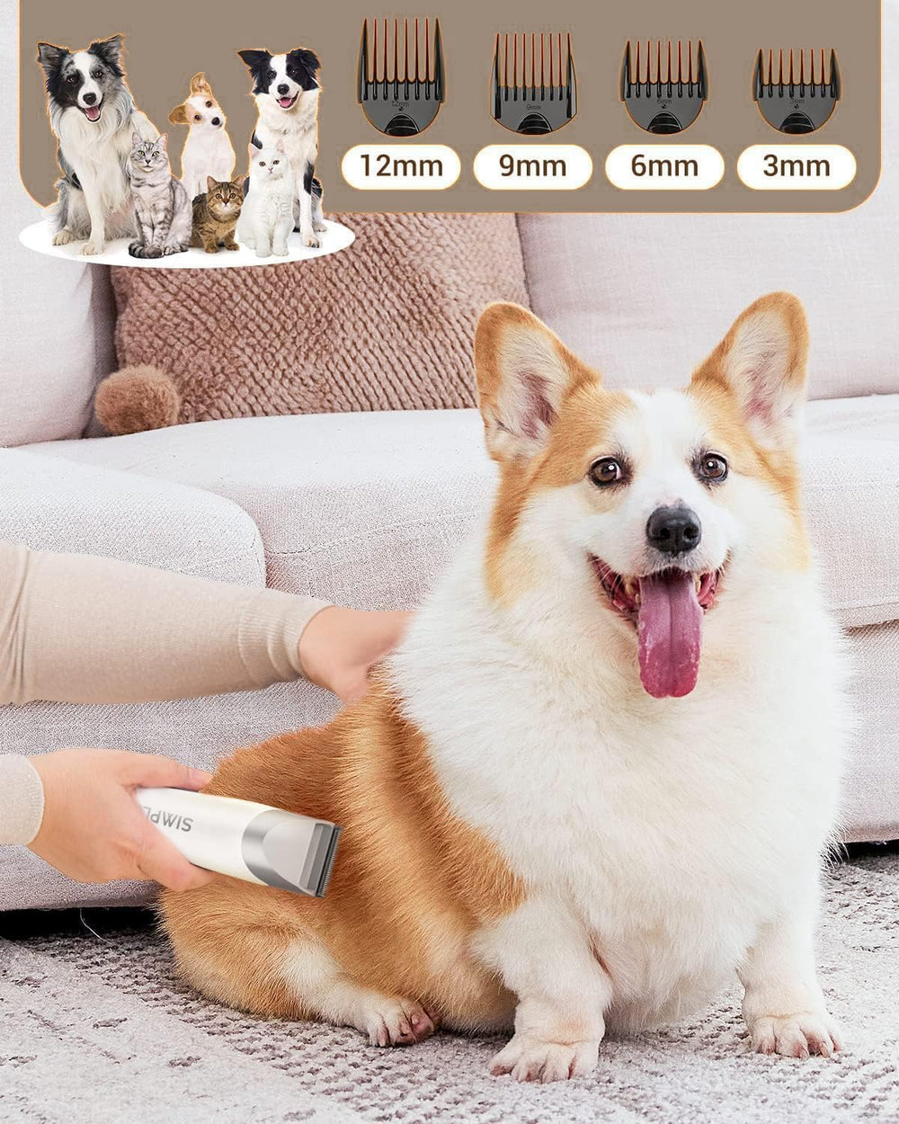 Simple Way brush attachments fit various coat lengths for personalized grooming