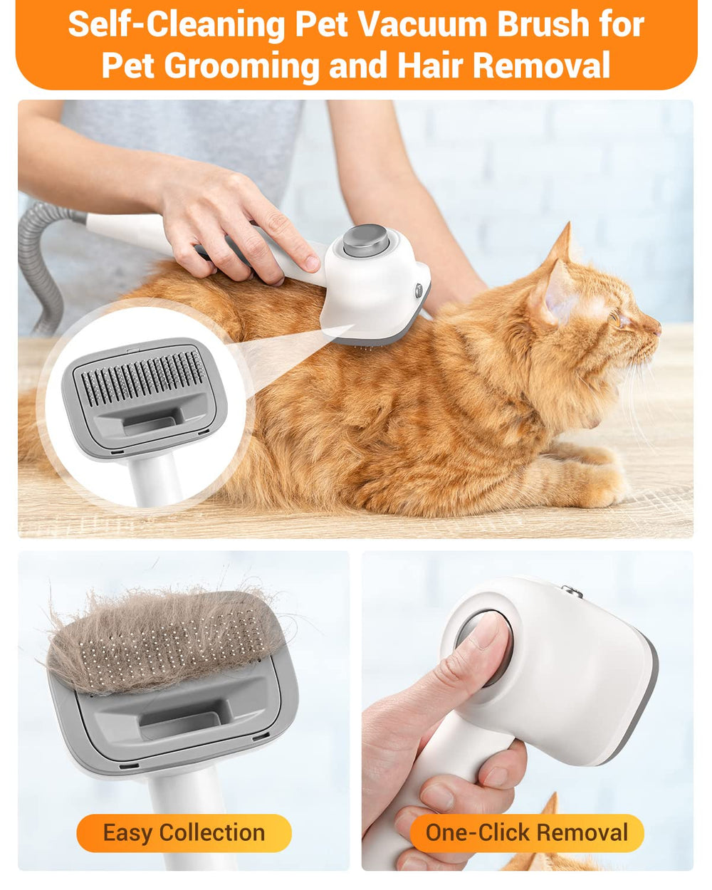 Simple Way brush attachments variety helps reach tricky areas and various coat types.