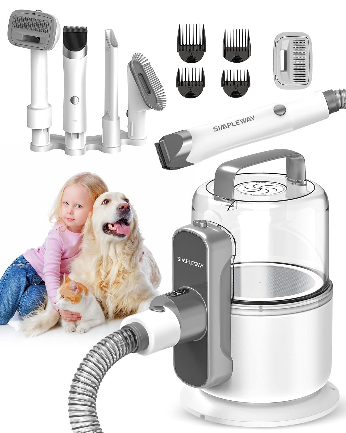 Simple Way dog vacuum grooming kit setup enabling easy at-home deshedding sessions