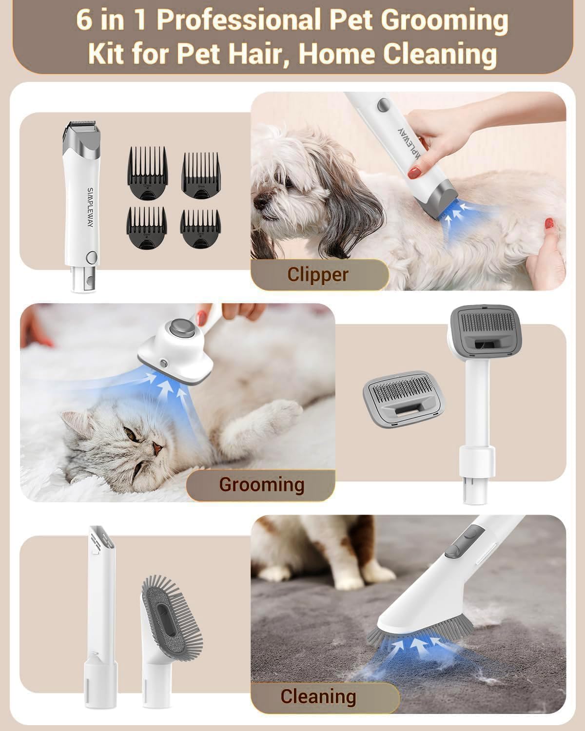 Simple Way rechargeable clippers with attachments support cordless touch-ups